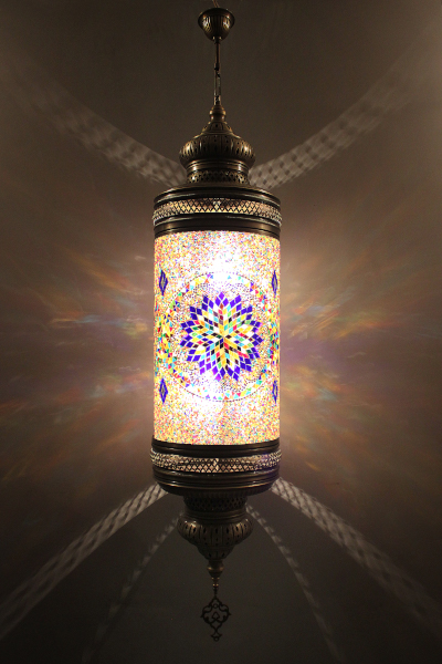 Size 6 Cylinder Antique Mosaic Hanging Lamp